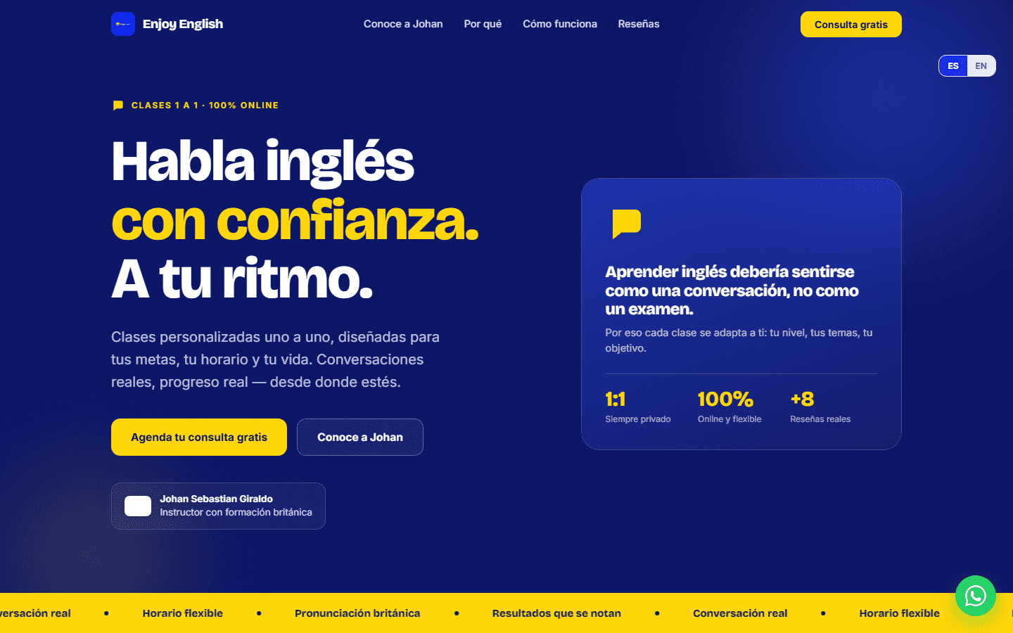 Captura del sitio web de Enjoy English Academy